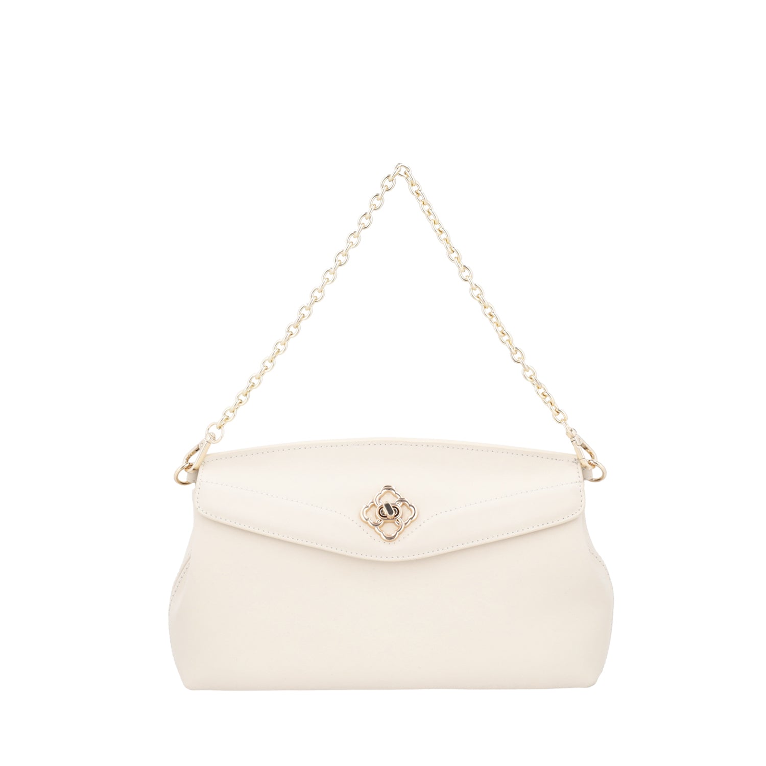 IVORY BUCANEVE POCHETTE WITH DOUBLE CHAIN