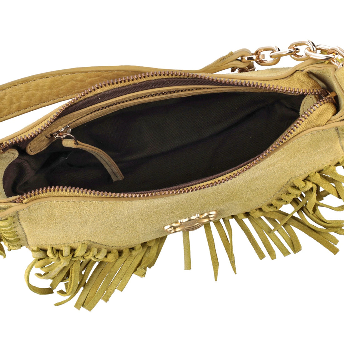 YELLOW LILIUM CROSSBODY BAG IN SUEDE WITH FRINGES
