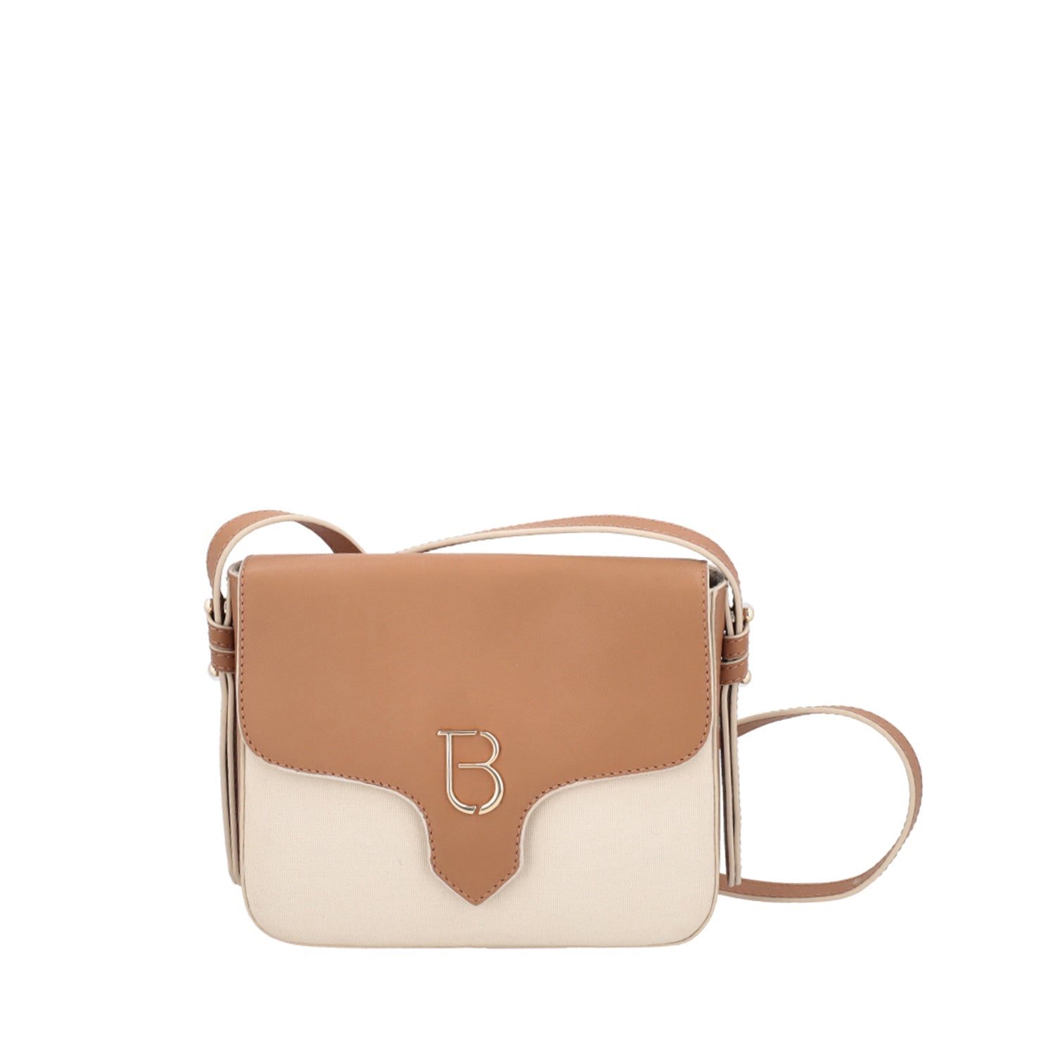 TAN FRESIA CROSSBODY BAG IN LEATHER AND CANVAS