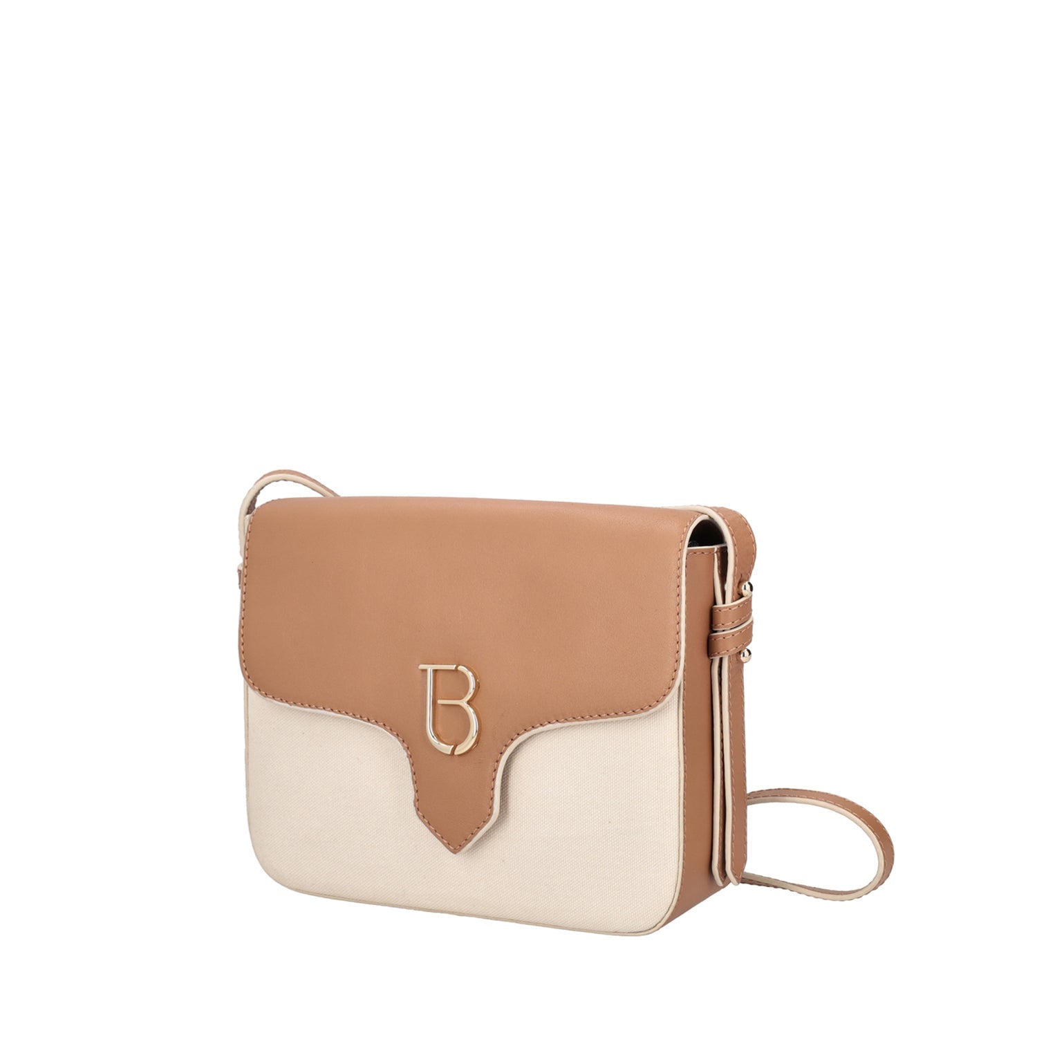 TAN FRESIA CROSSBODY BAG IN LEATHER AND CANVAS