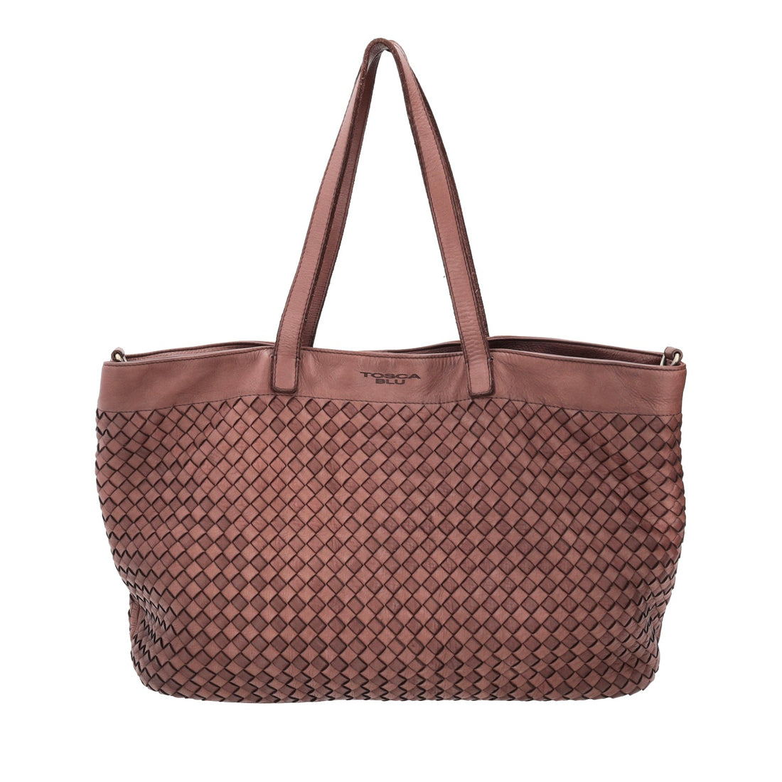 DARK BROWN PAPAVERO SHOPPING BAG IN WOVEN LEATHER