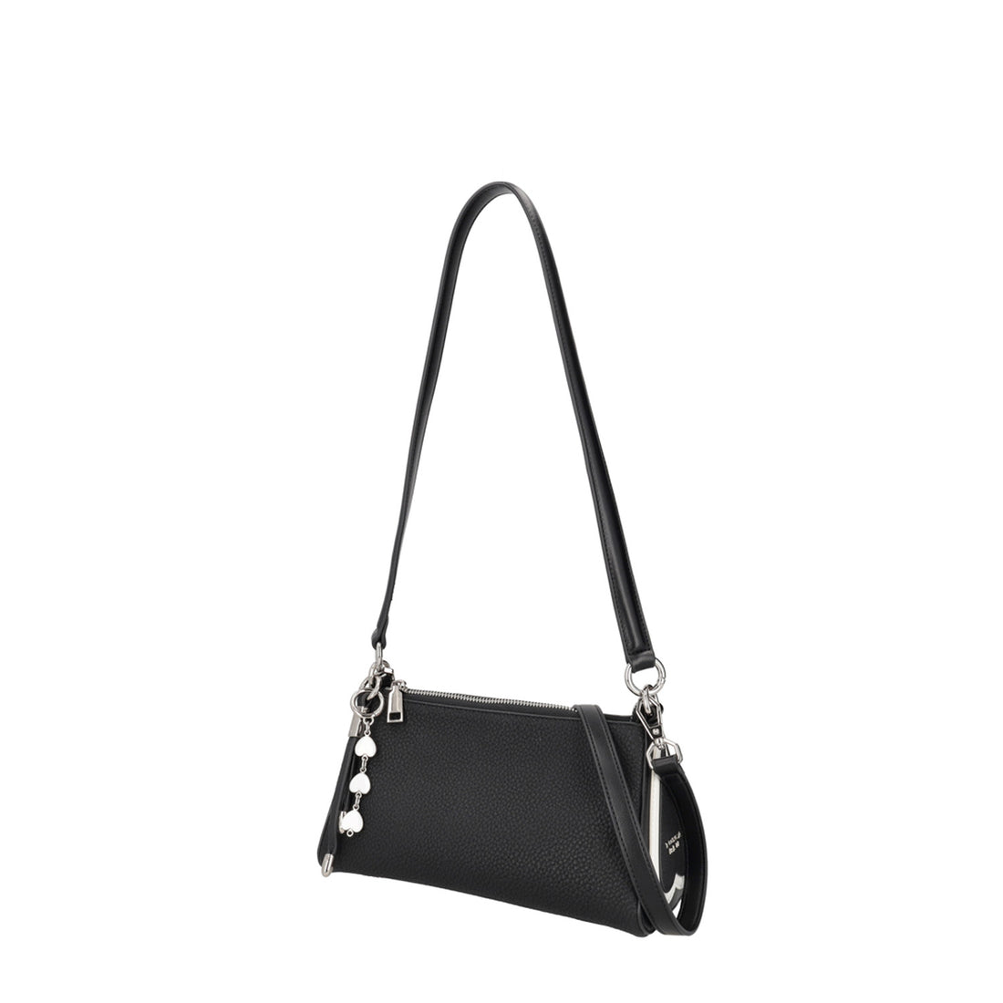 BLACK LOVE SHOULDER BAG WITH HEART DETAILS
