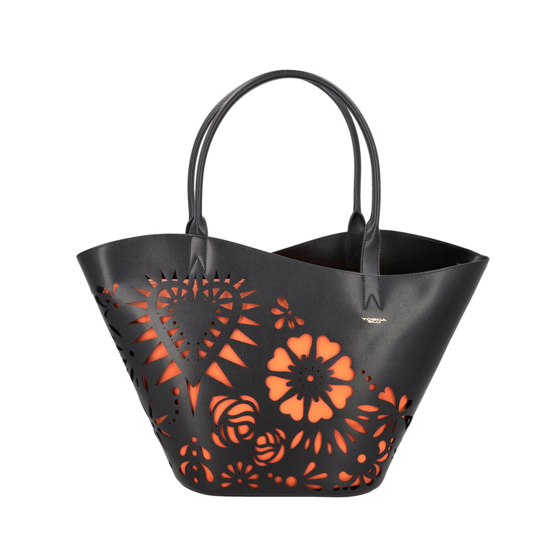 BLACK LASERED ISCHIA SHOPPING BAG