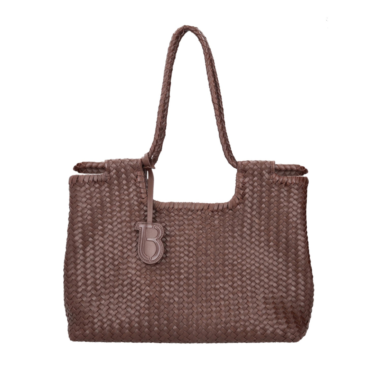 Dark Brown Clara Woven Leather Bag