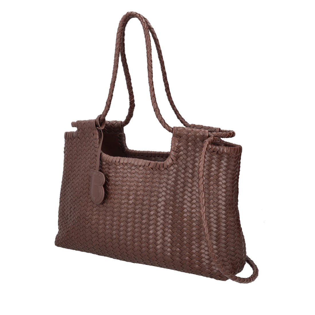 Dark Brown Clara Woven Leather Bag