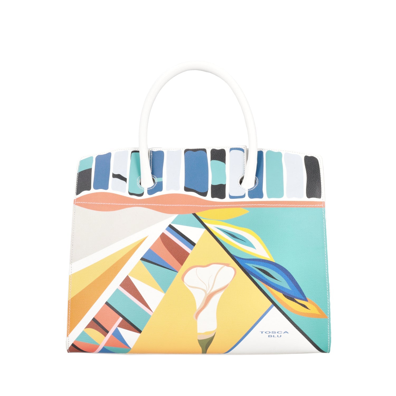 ToscaBlu borsa a mano con stampa colorata colore bianco ts2580b84 c00_1