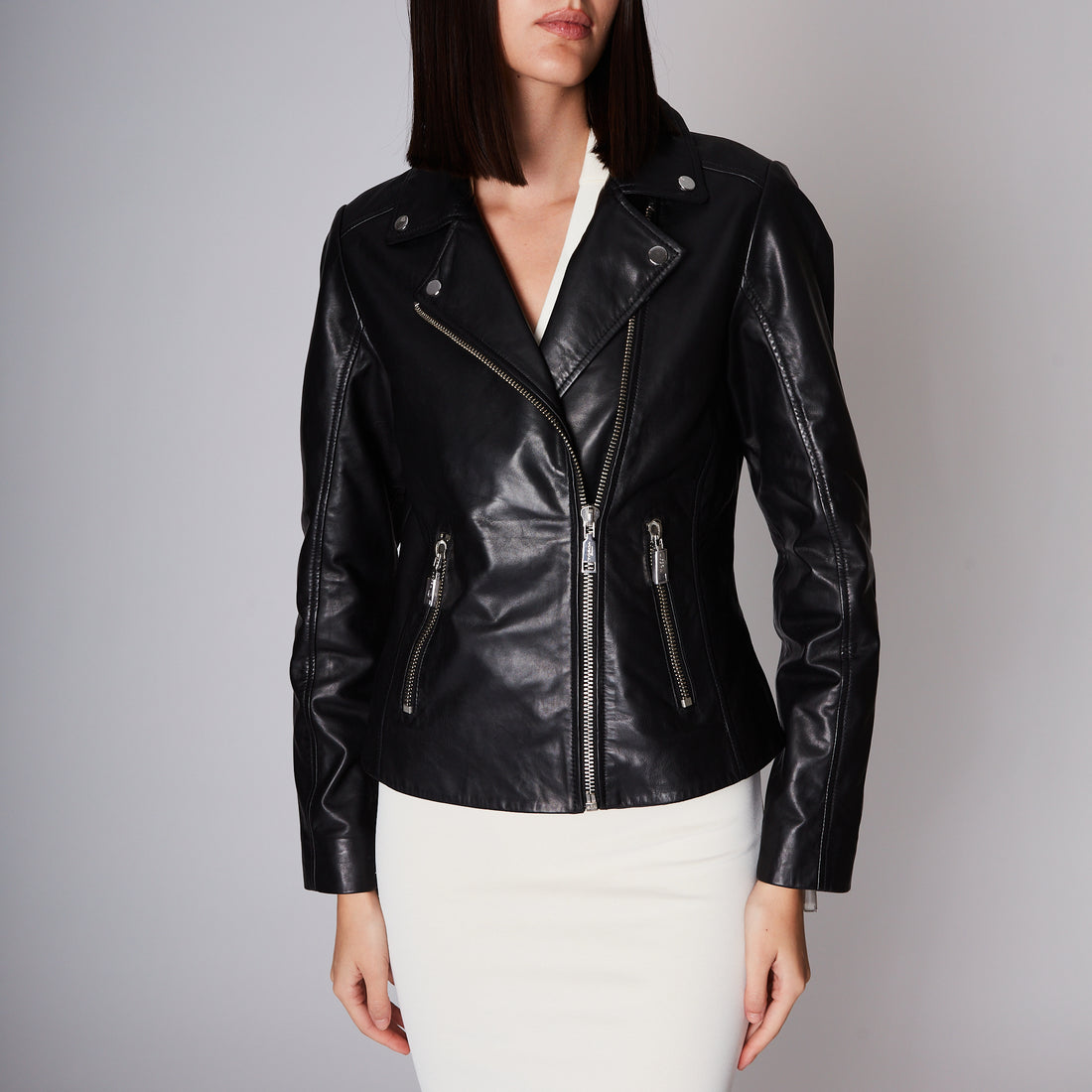 Black Leather Jacket With Zip