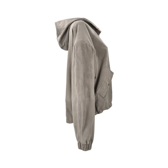 ToscaBlu giubbotto in pelle scamosciata con cappuccio colore verde ts2596j97 c40_2