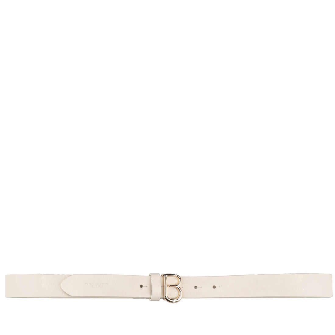 Ivory Leather Belt With Tb Logo