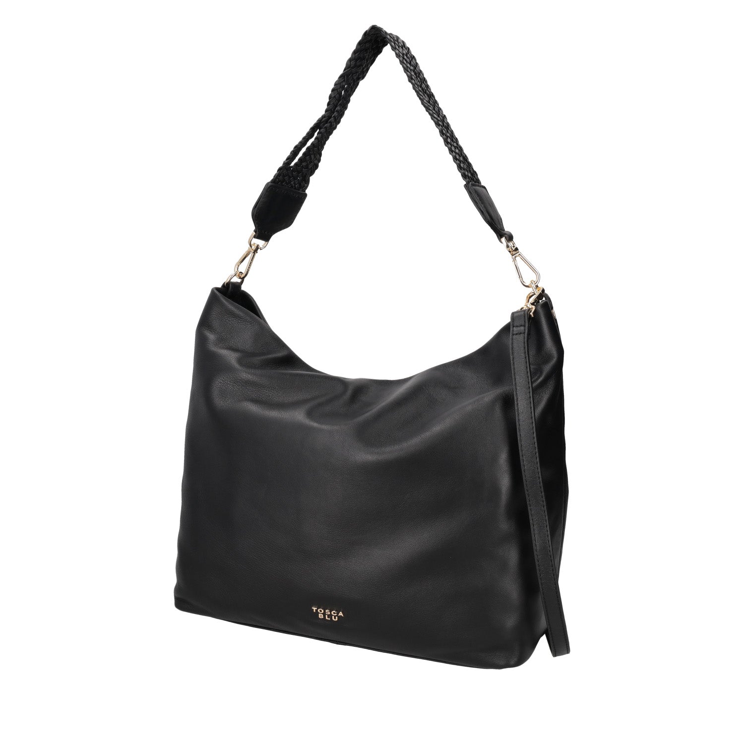 Black Beatrice Shoulder Bag With Weaved Details