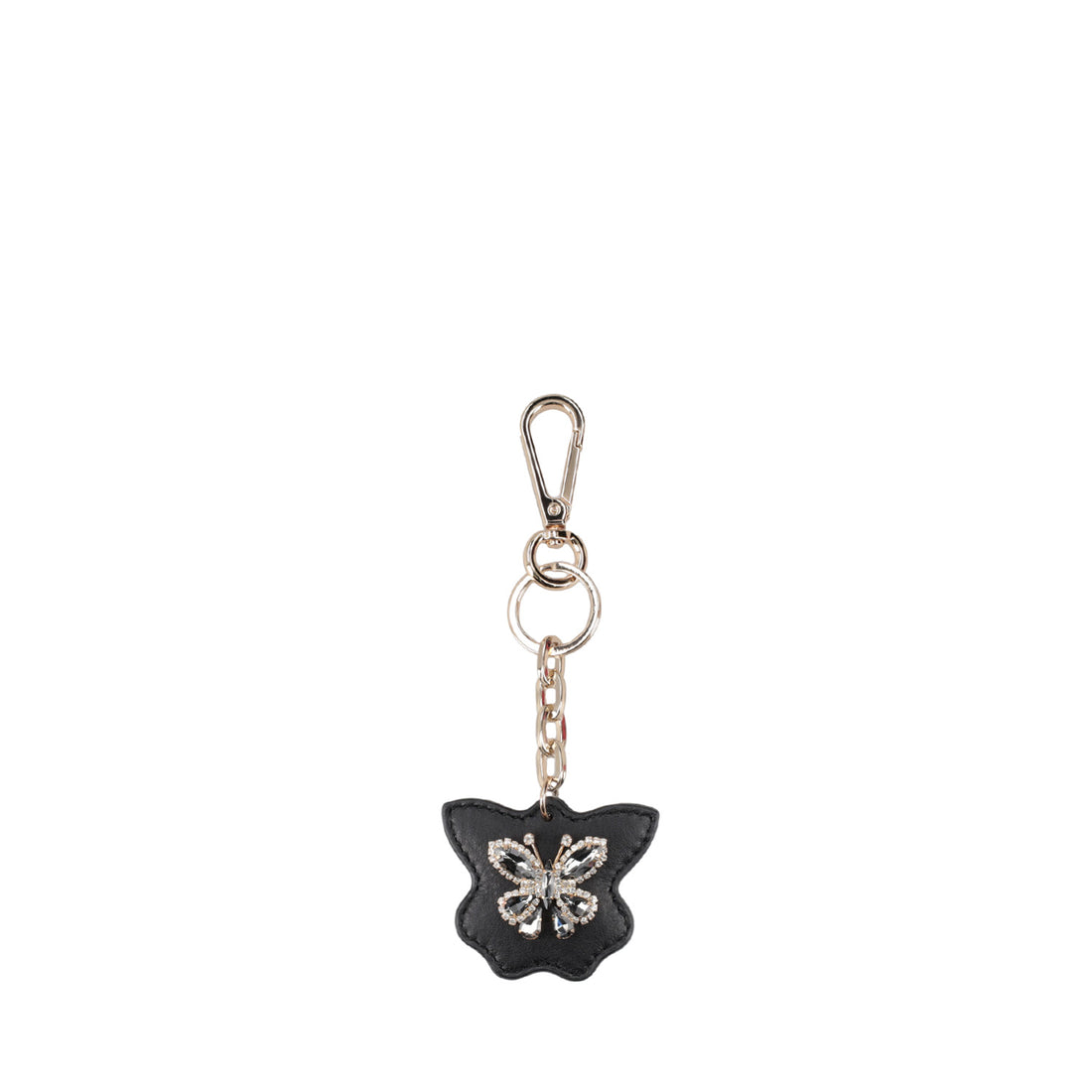 Black Rhinestone Butterfly Key Ring