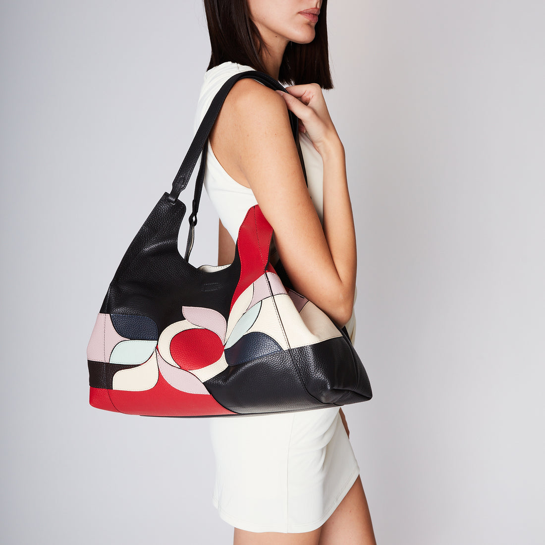 Black Marcella Shoulder Bag With Patch