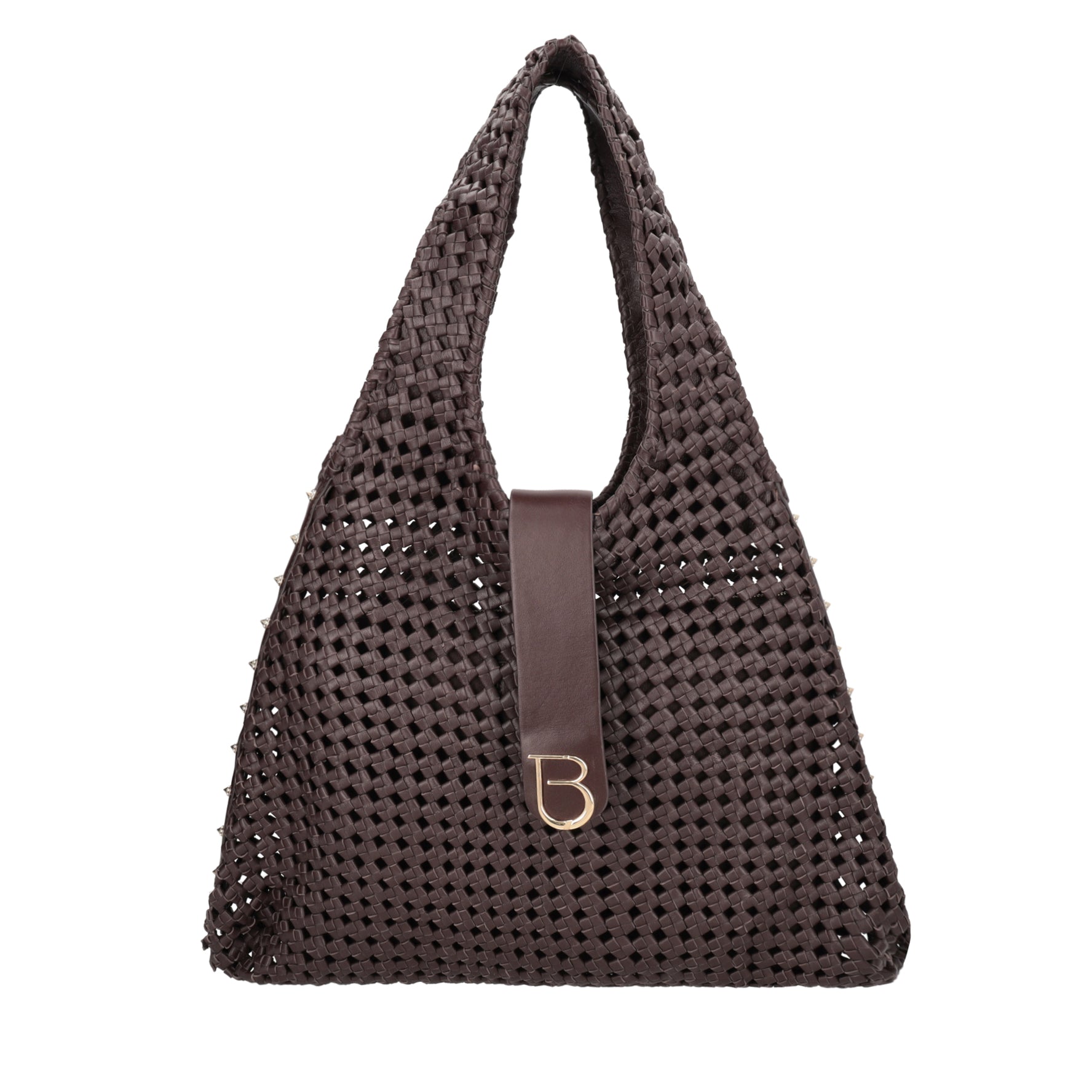 Sacca in pelle intrecciata Sahara colore testa di moro