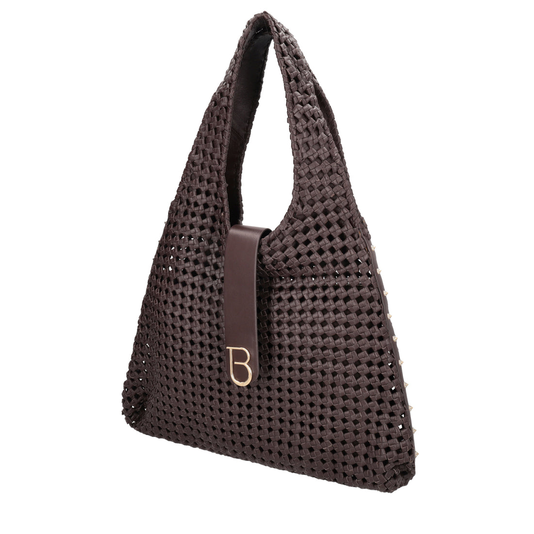 Sacca in pelle intrecciata Sahara colore testa di moro