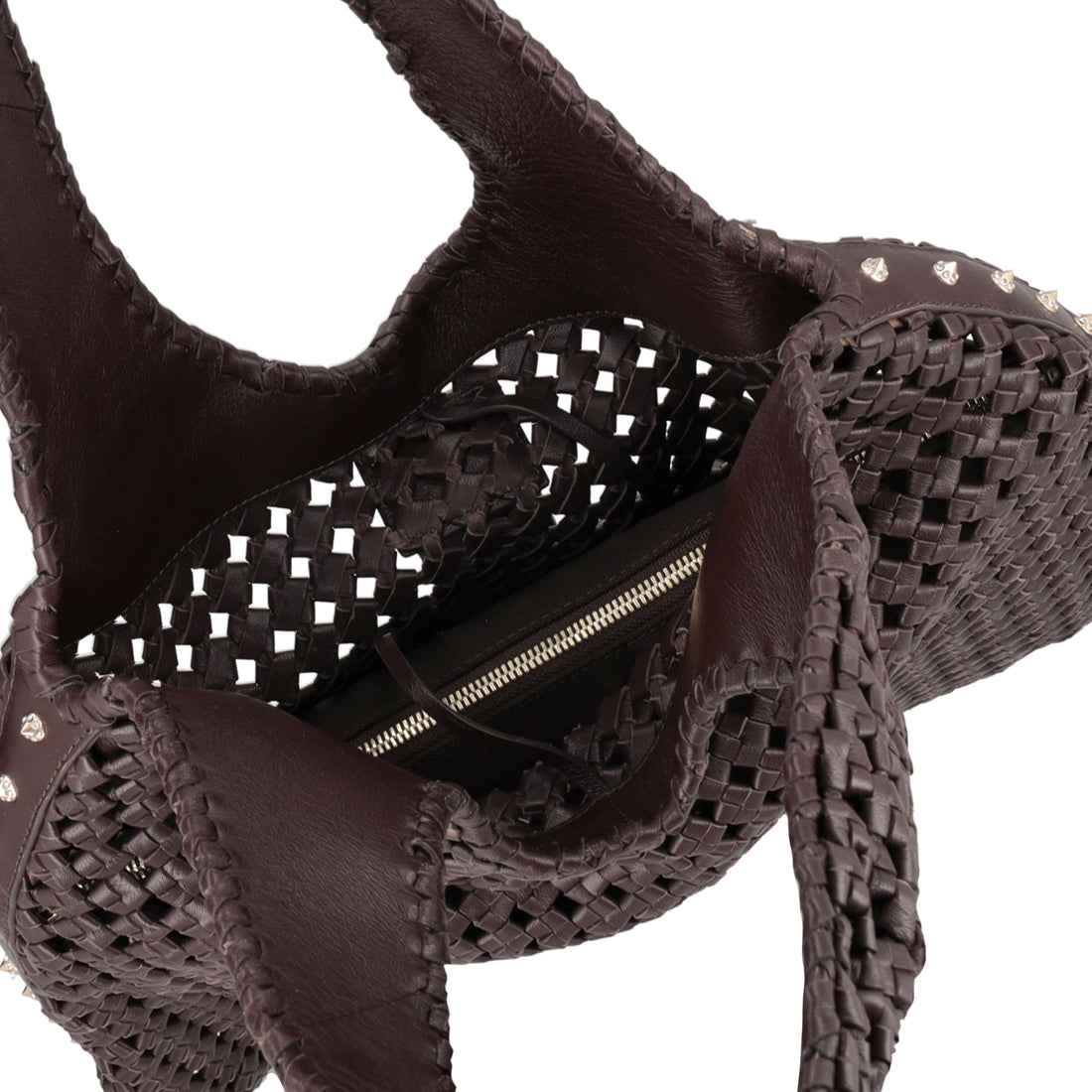 Sacca in pelle intrecciata Sahara colore testa di moro