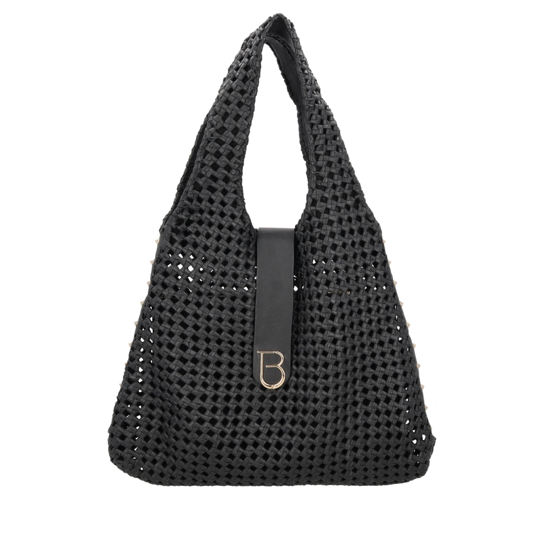 Sacca in pelle intrecciata Sahara colore nero