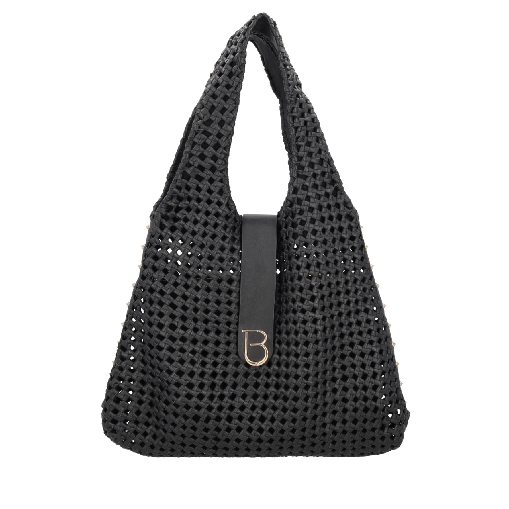 Sacca in pelle intrecciata Sahara colore nero