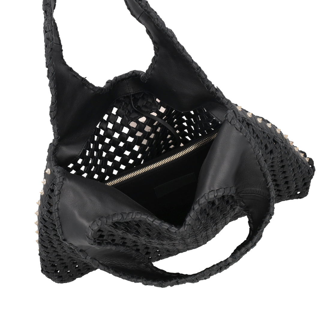 Sacca in pelle intrecciata Sahara colore nero