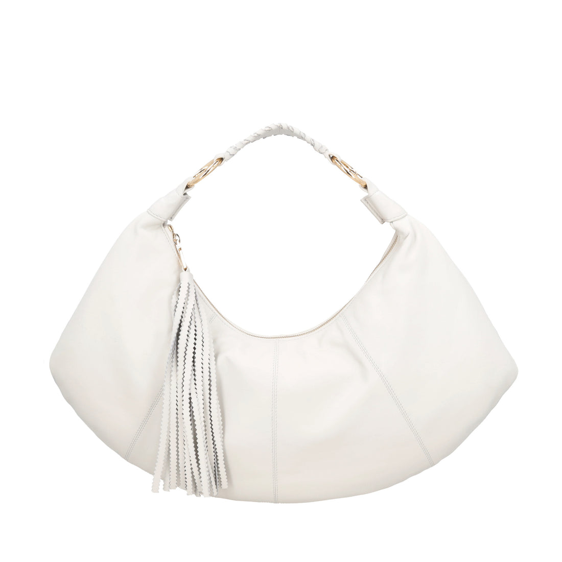 Borsa a spalla Africa con pendaglio colore bianco