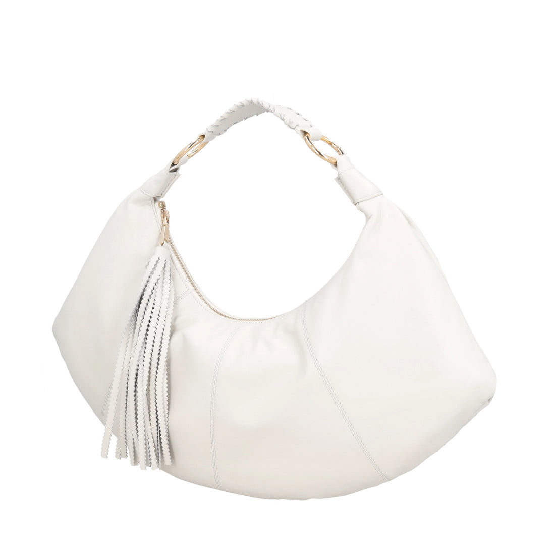 Borsa a spalla Africa con pendaglio colore bianco
