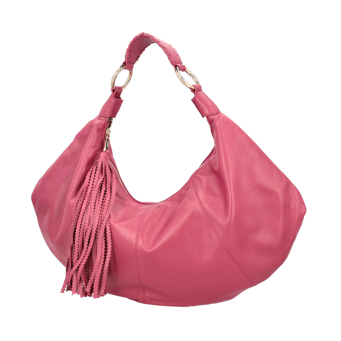 Borsa a spalla Africa con pendaglio colore fucsia