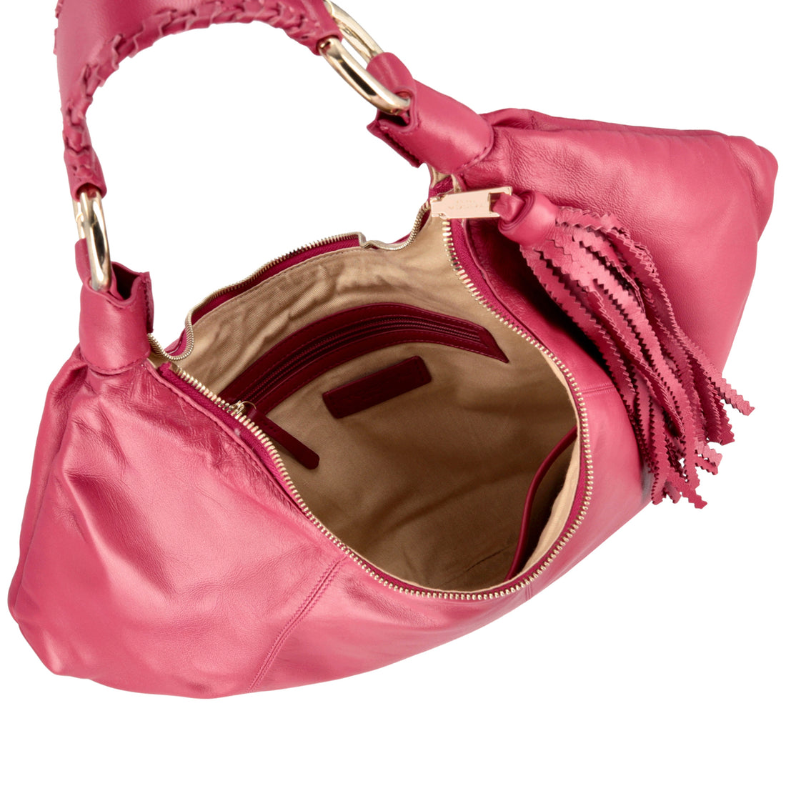 Borsa a spalla Africa con pendaglio colore fucsia