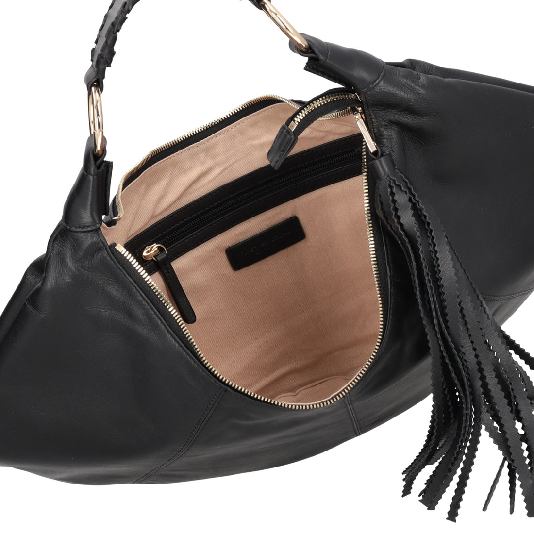 Borsa a spalla Africa con pendaglio colore nero