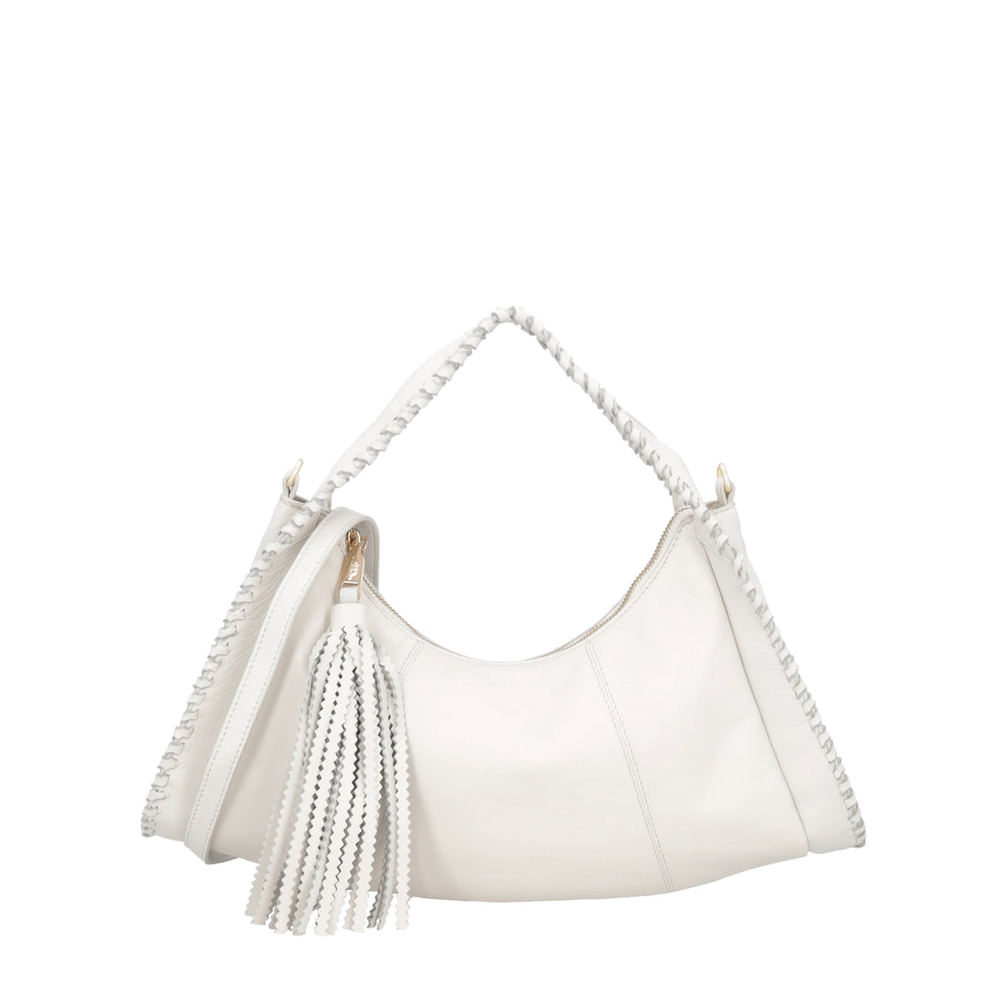 Borsa a spalla Africa in pelle colore bianco