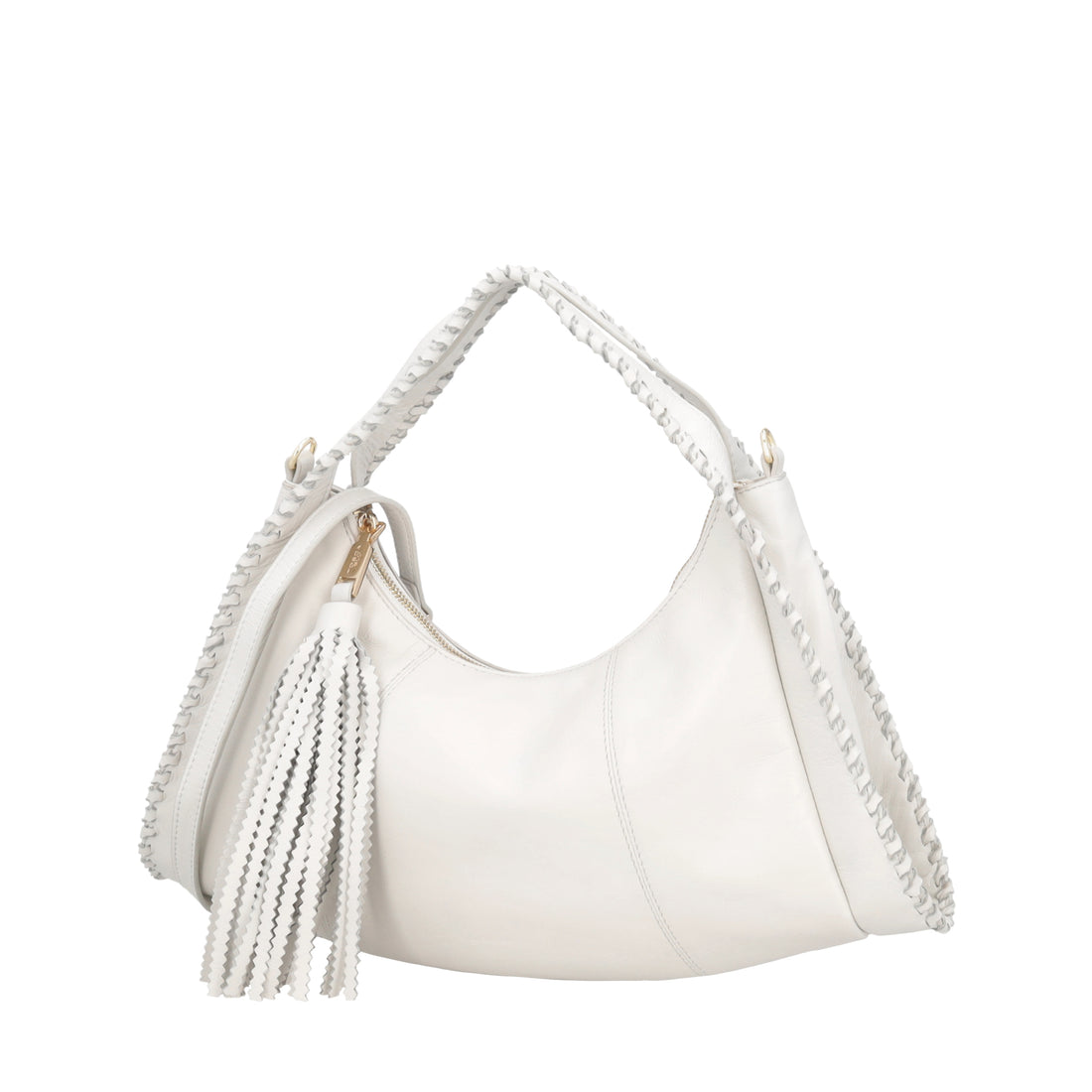 Borsa a spalla Africa in pelle colore bianco