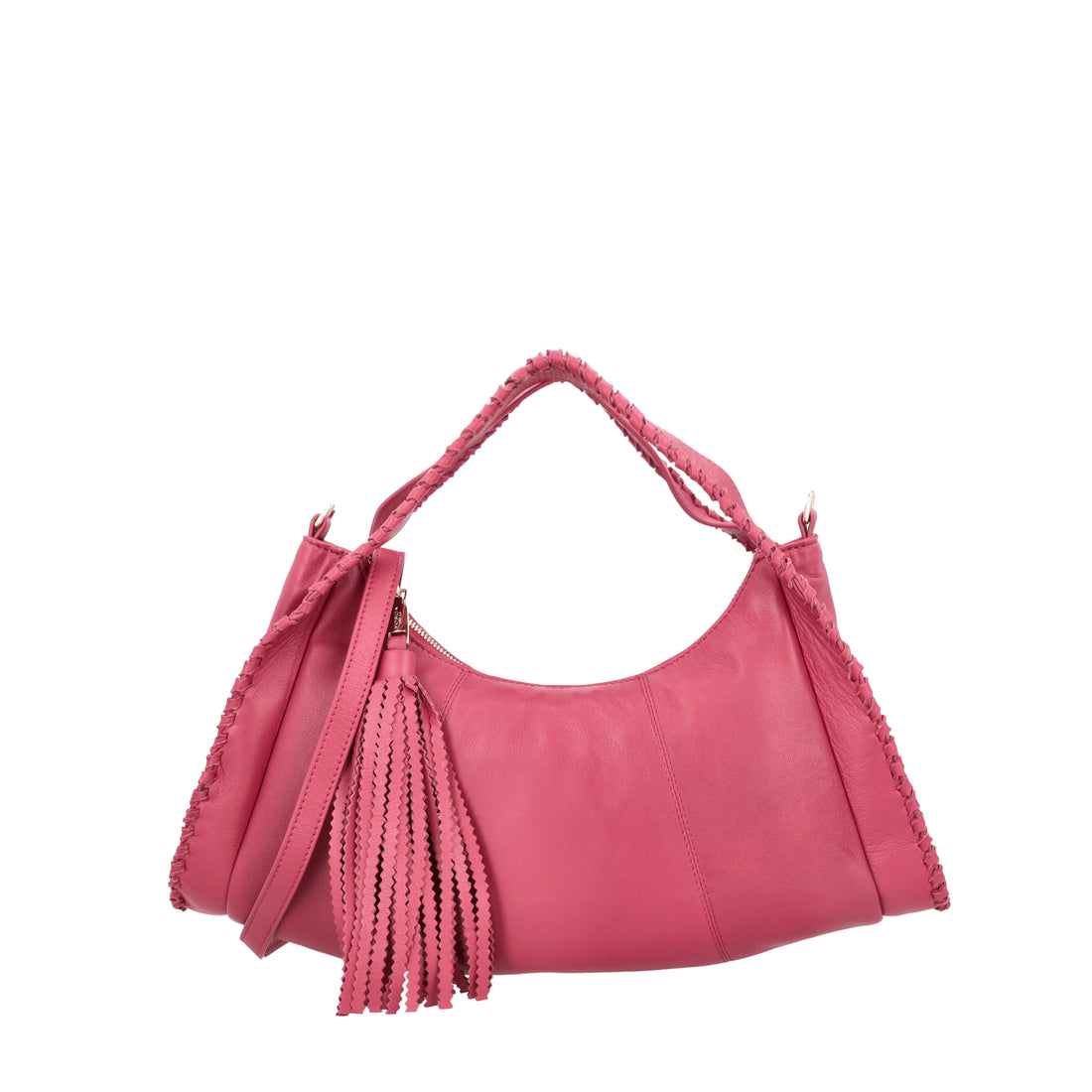 Borsa a spalla Africa in pelle colore fucsia