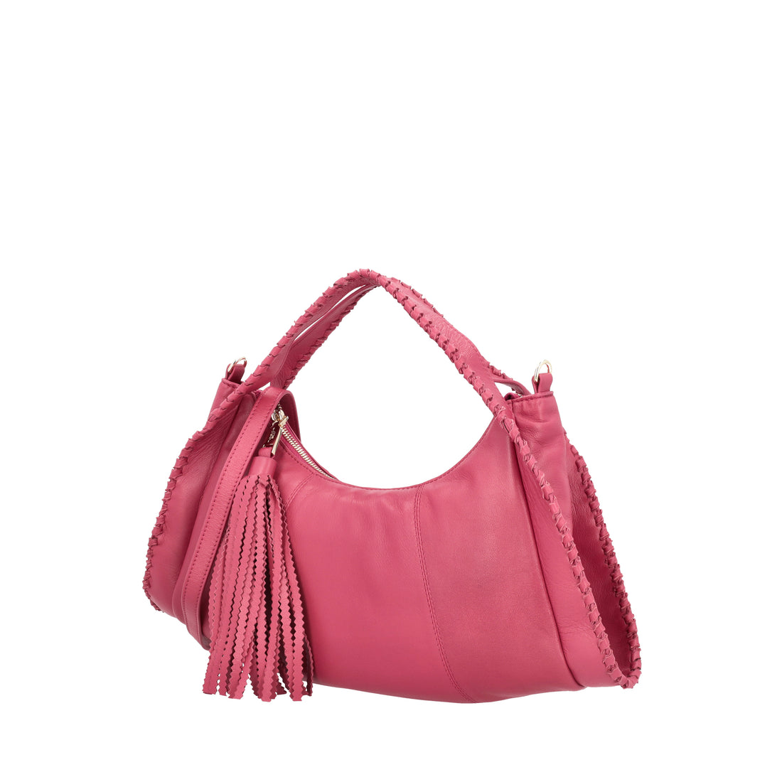Borsa a spalla Africa in pelle colore fucsia