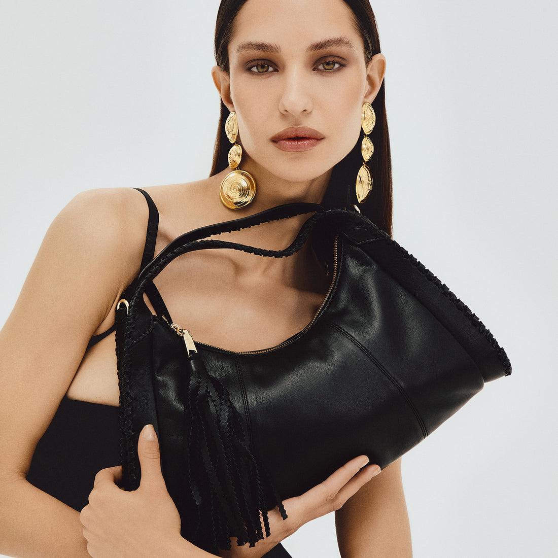 Borsa a spalla Africa in pelle colore nero