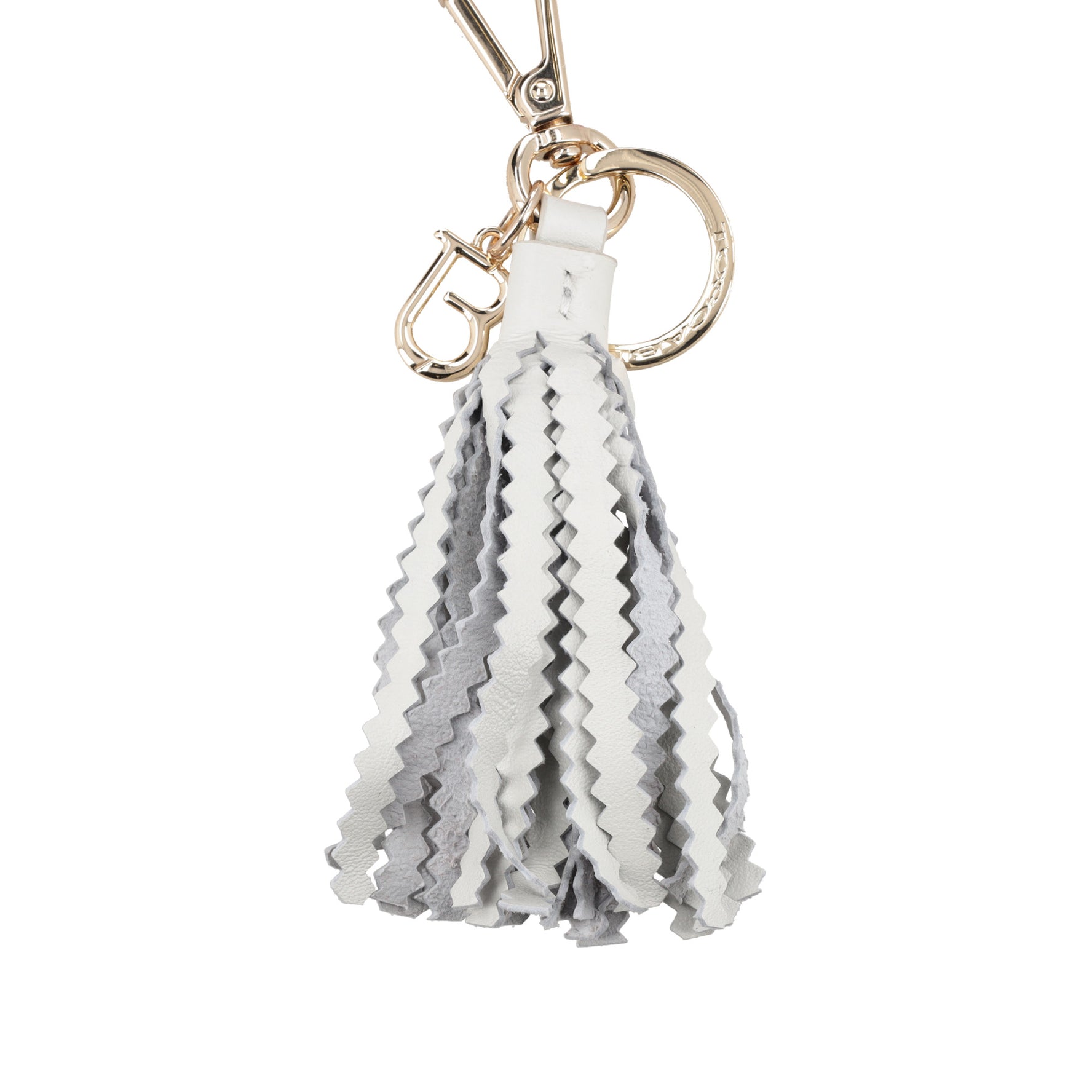 Africa keyring in white leather