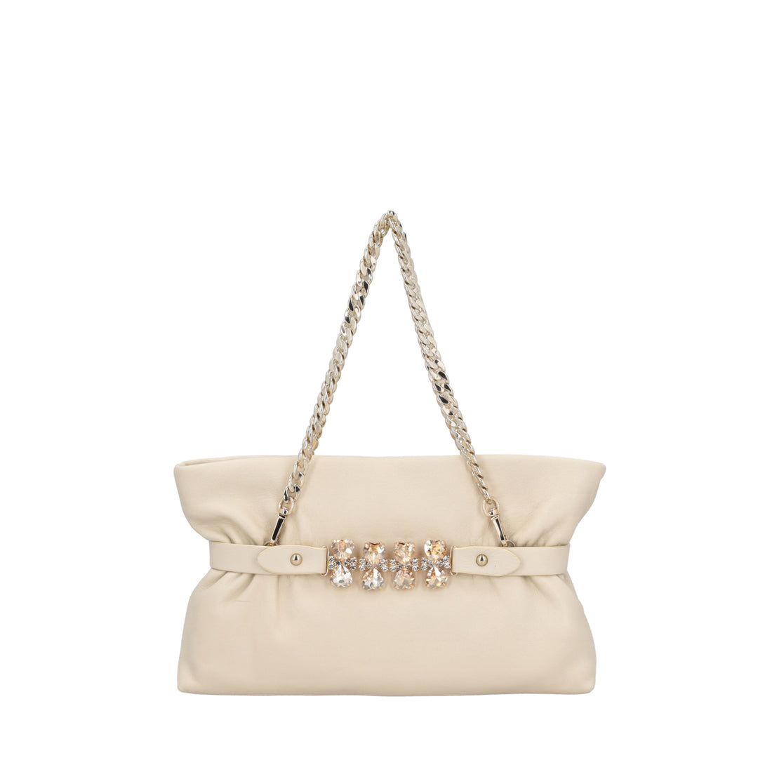 Pochette gioiello Capri in pelle colore avorio