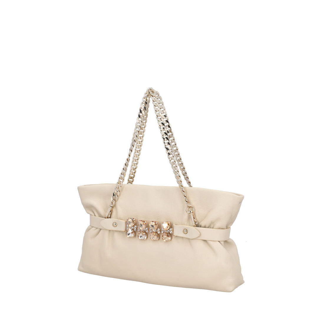 Pochette gioiello Capri in pelle colore avorio