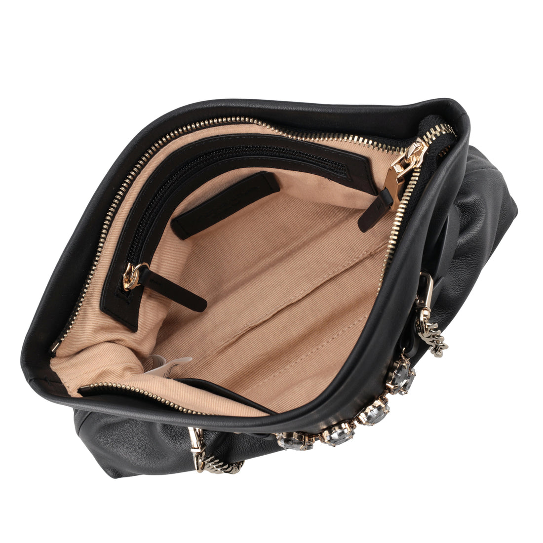 Capri jewel clutch bag in black leather