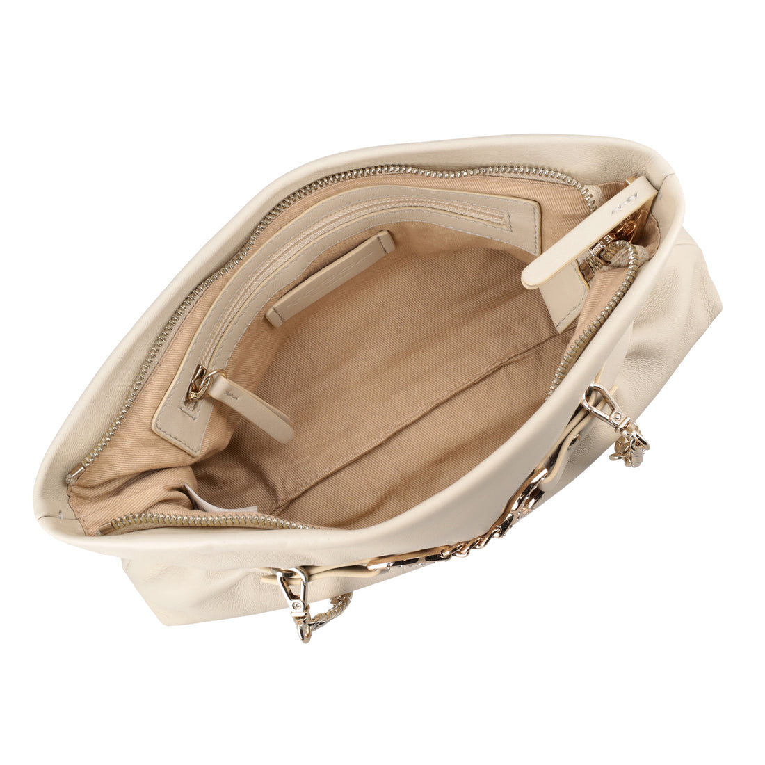 Pochette Capri in pelle con staffa gioiello colore avorio