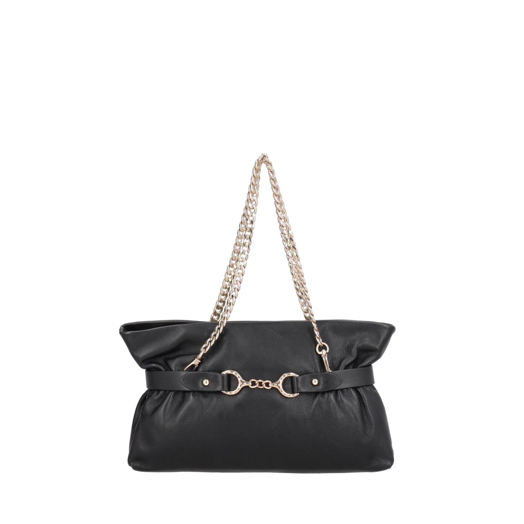 Capri leather clutch bag with black jewel bracket