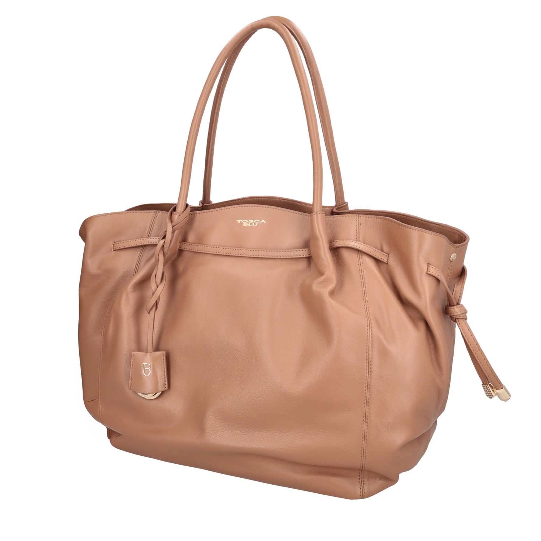 Shopping grande Sidney in pelle colore biscotto