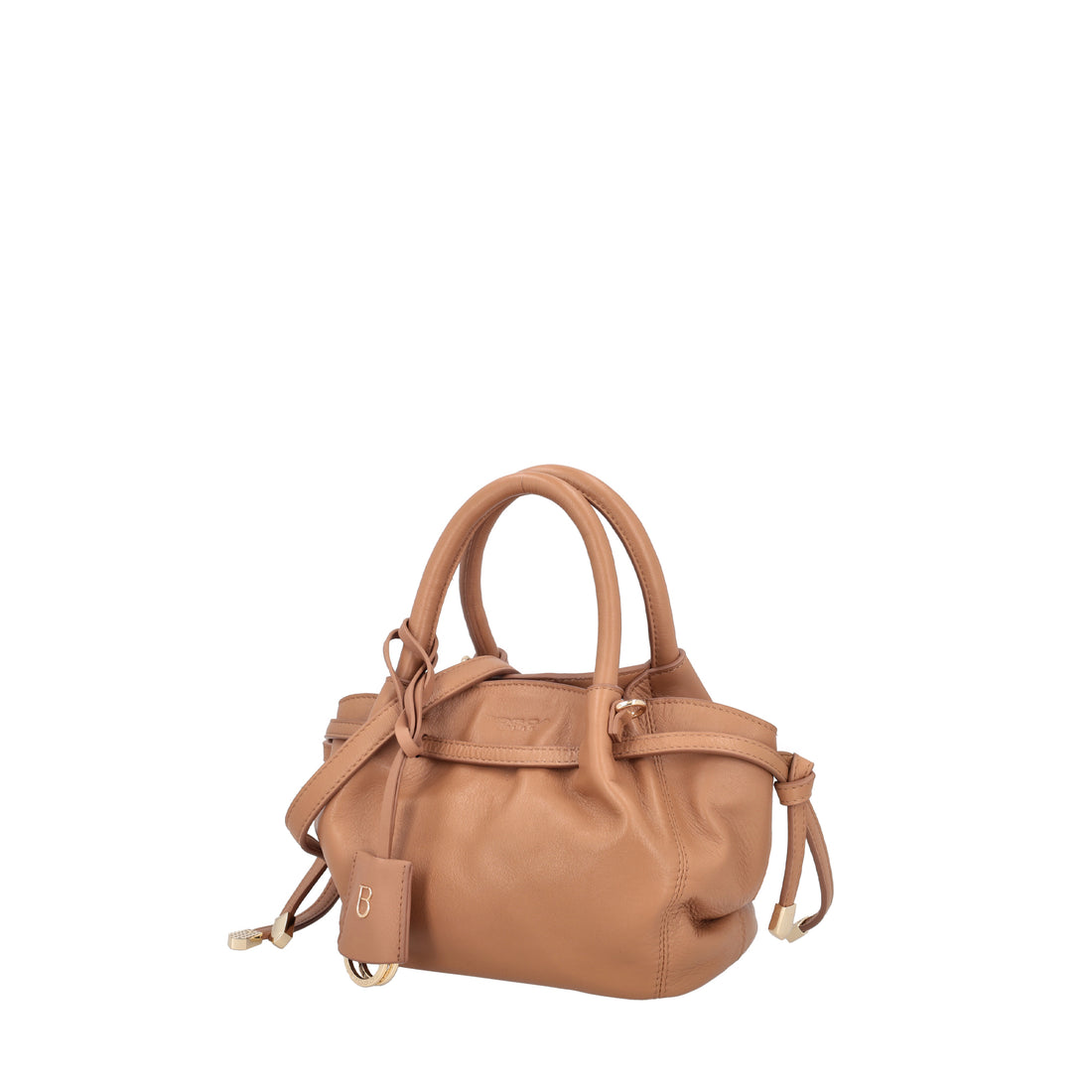 Borsa a mano mini Sidney in pelle colore biscotto