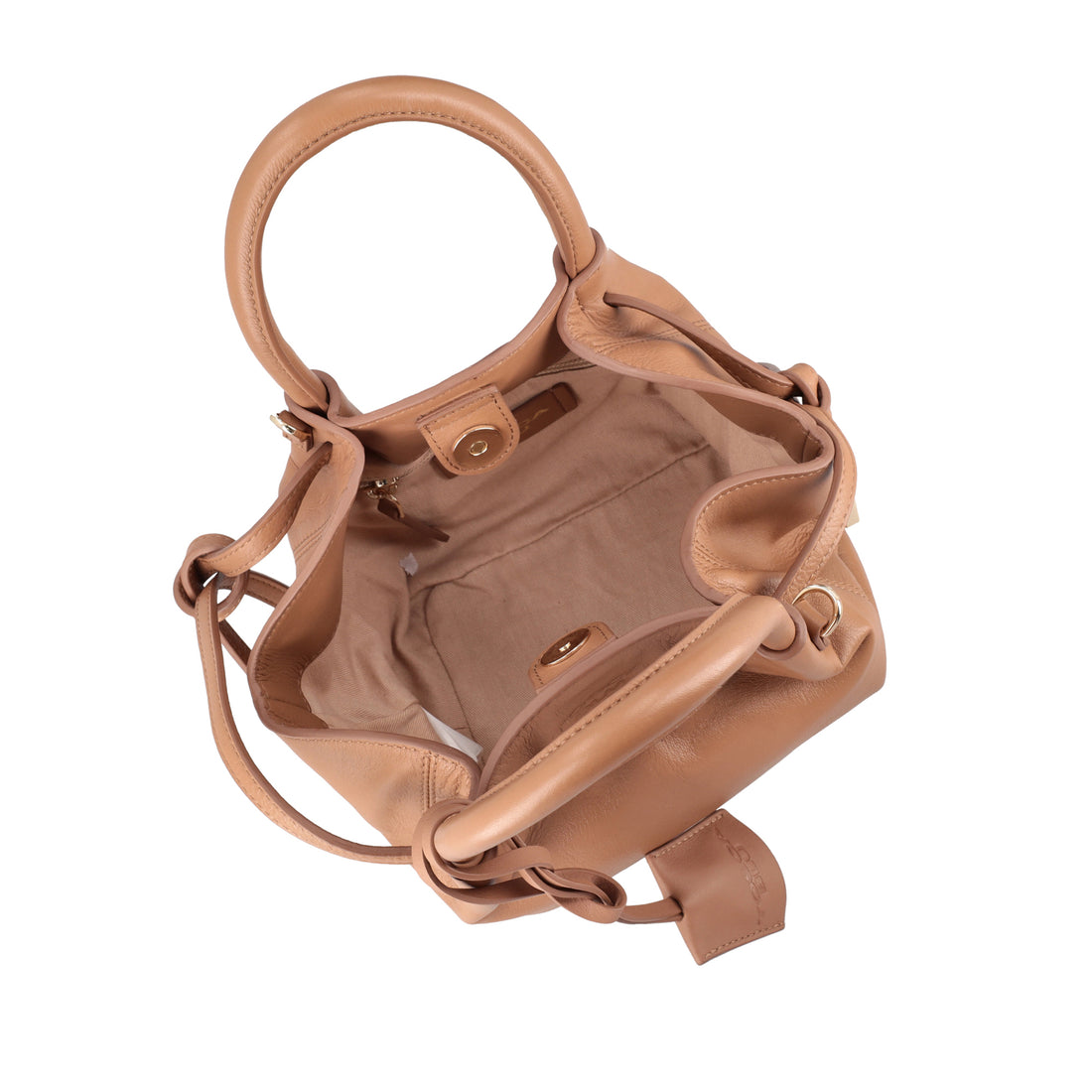 Borsa a mano mini Sidney in pelle colore biscotto
