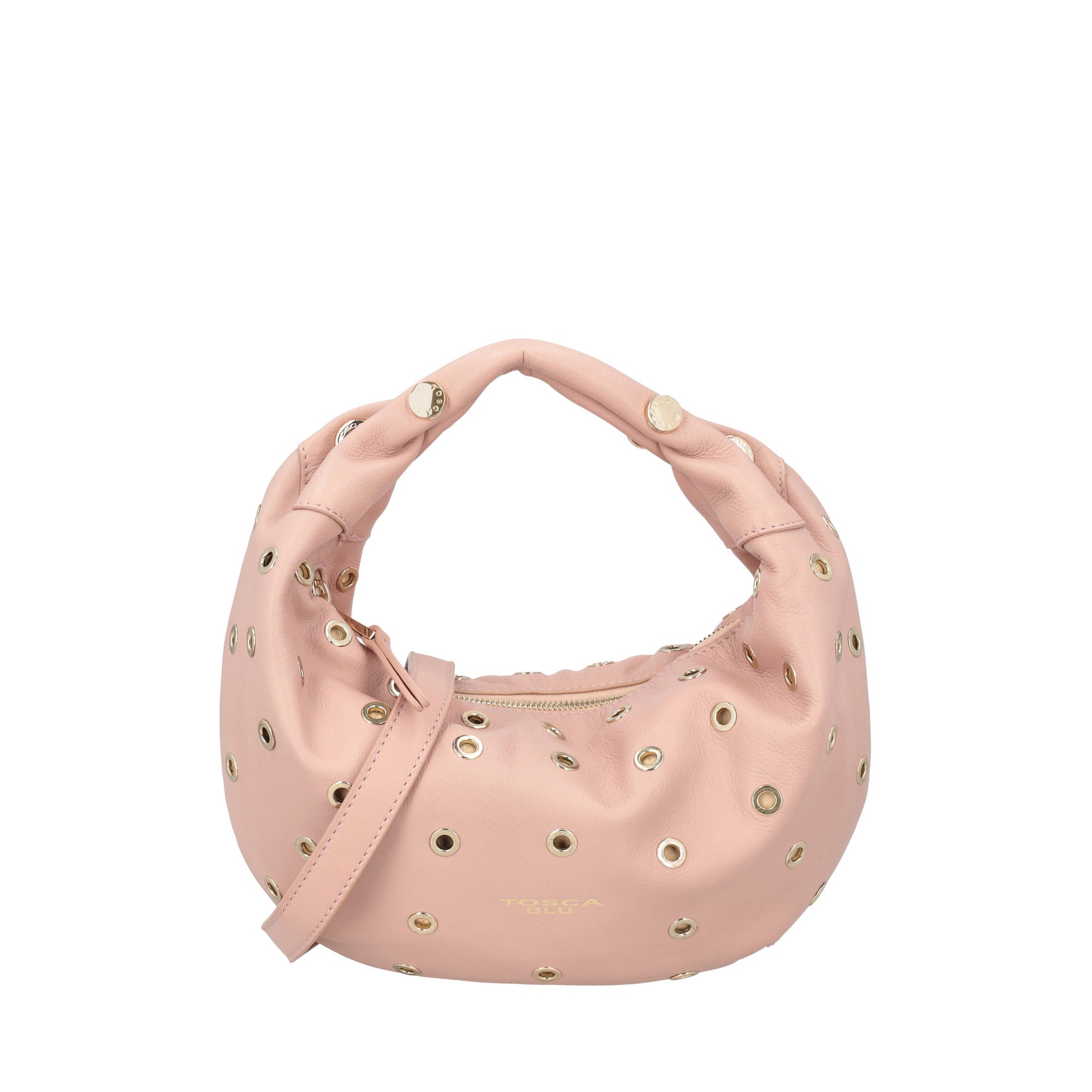 Borsa a spalla piccola Dubai con borchie colore rosa