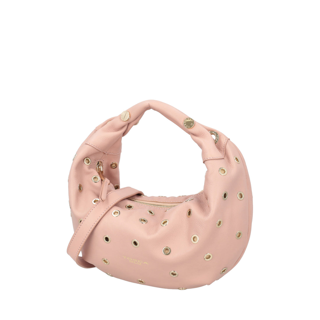 Borsa a spalla piccola Dubai con borchie colore rosa