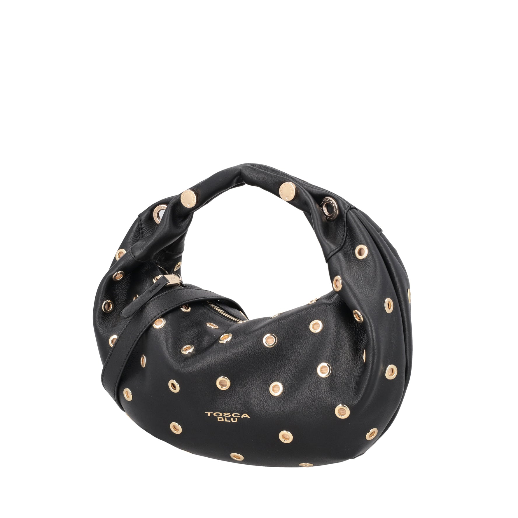 Borsa a spalla piccola Dubai con borchie colore nero