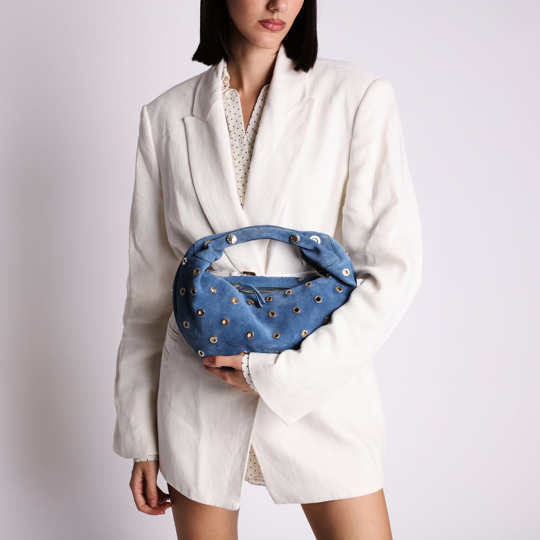 Borsa in suede piccola Dubai colore blu