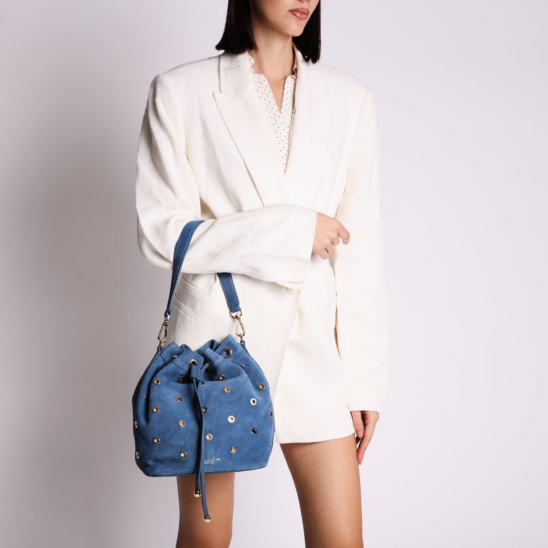 Secchiello Dubai in suede colore blu