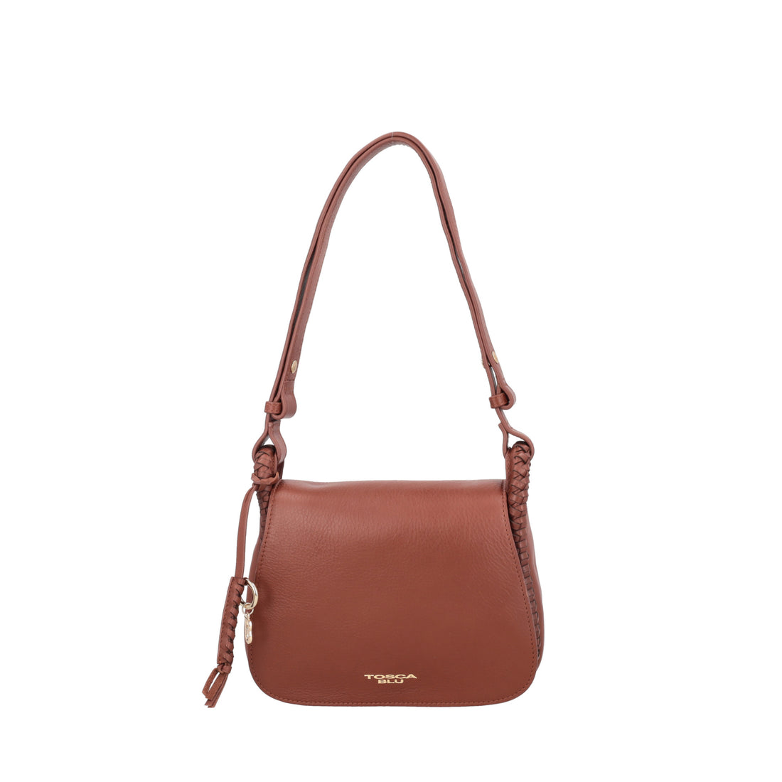 Borsa con pattina Lisbona in pelle colore cuoio