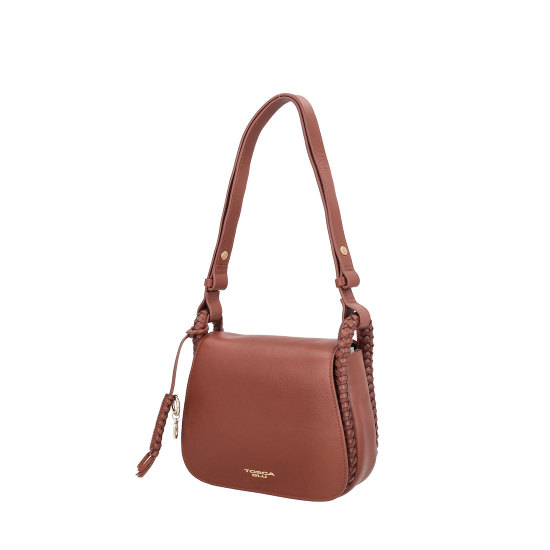 Borsa con pattina Lisbona in pelle colore cuoio