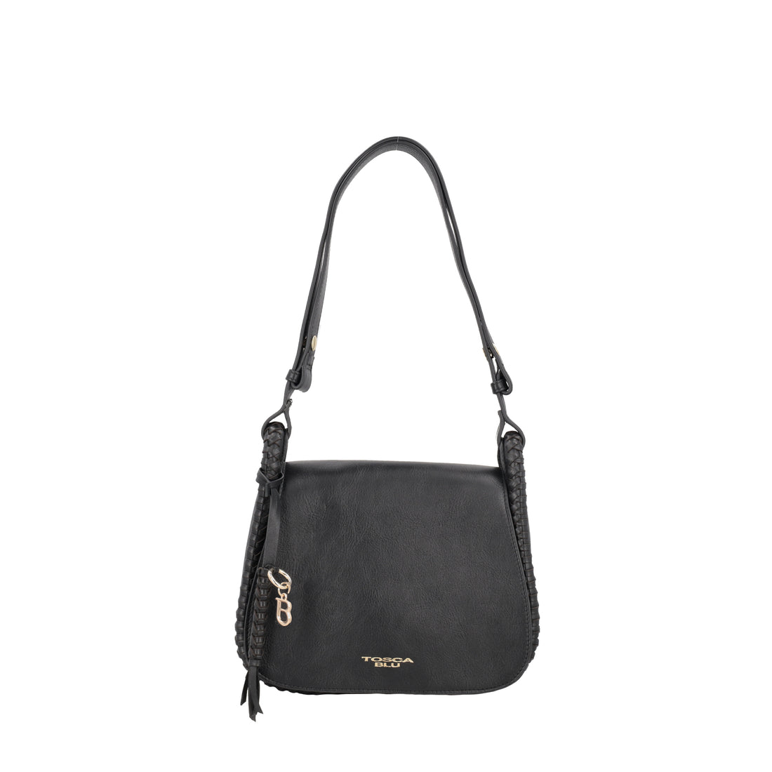 Lisbon black leather flap bag