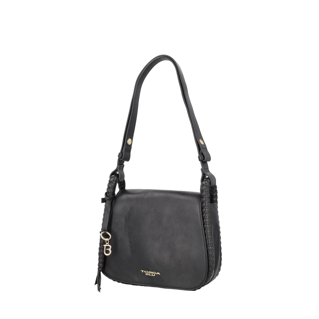 Lisbon black leather flap bag
